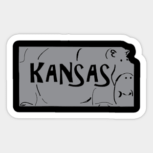 A funny map of Kansas Sticker